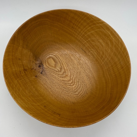 Handmade Wooden White Oak With Little Burl 11 3/8 X 4 Bowl Beautiful Grain - Picture 5 of 12